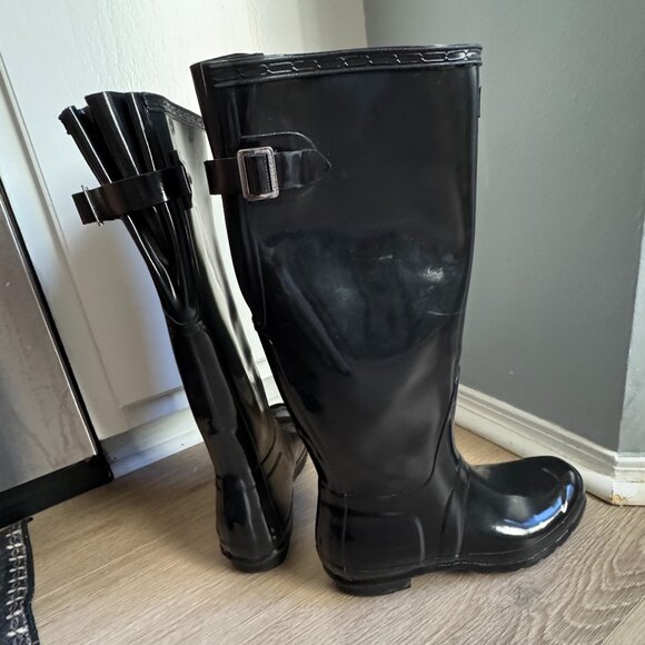 Gloss Black Hunter Rain Boots - Size US 9 - Picture 8 of 8